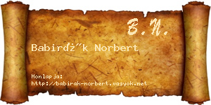 Babirák Norbert névjegykártya