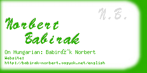 norbert babirak business card